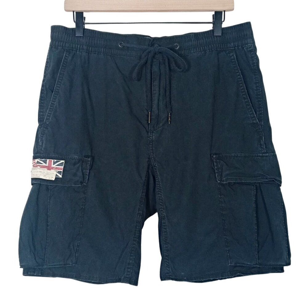 Denim Supply Ralph Lauren Mens Cargo Shorts Black Cotton Terry Lining VTG Size M